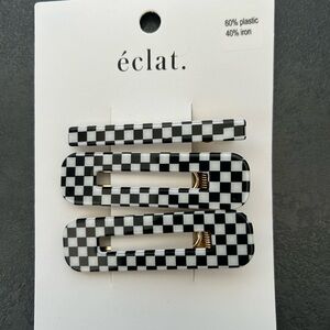 Éclat Black and White Checkered Hair Clips